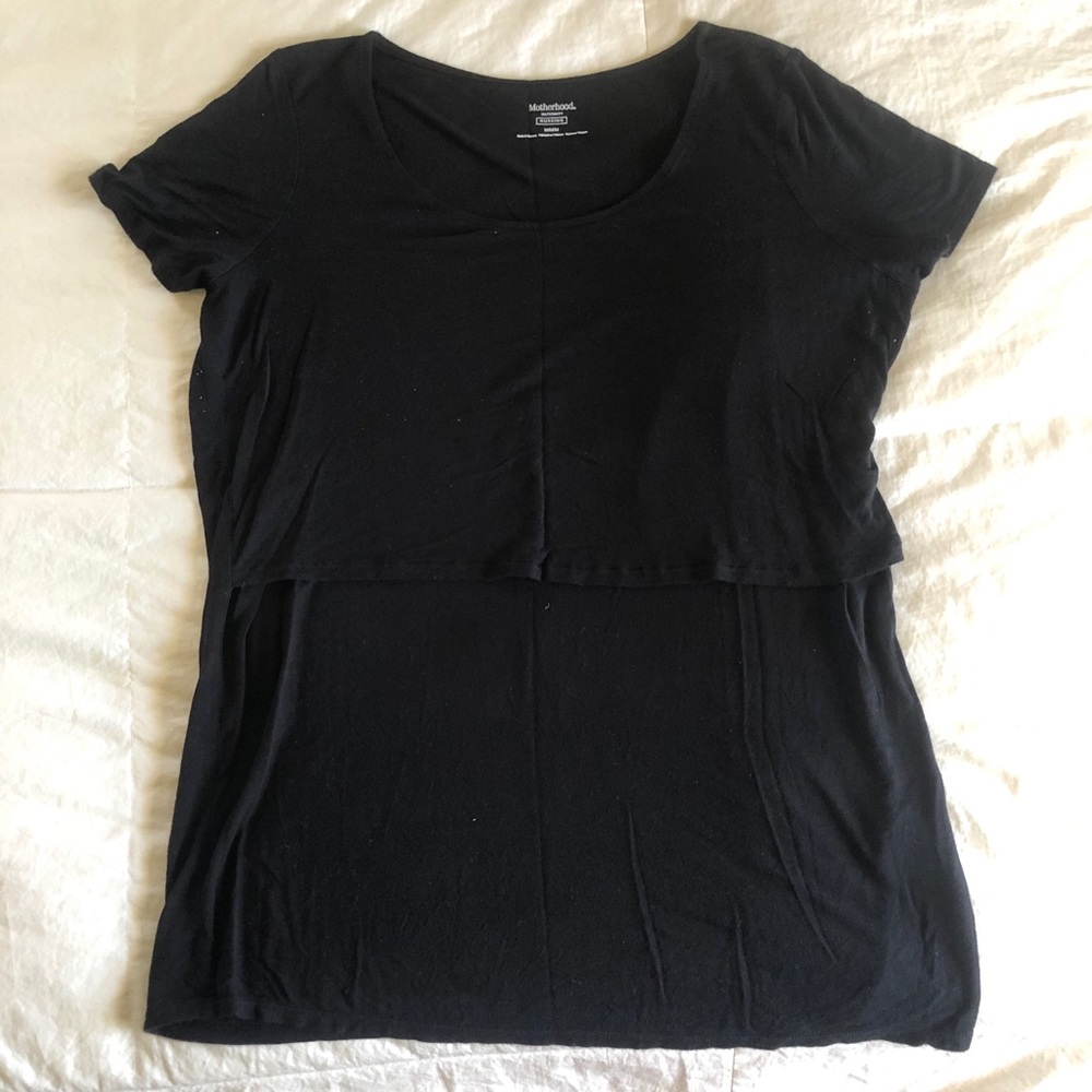 💗MATERNITY Short Sleeved Black Nursing Top